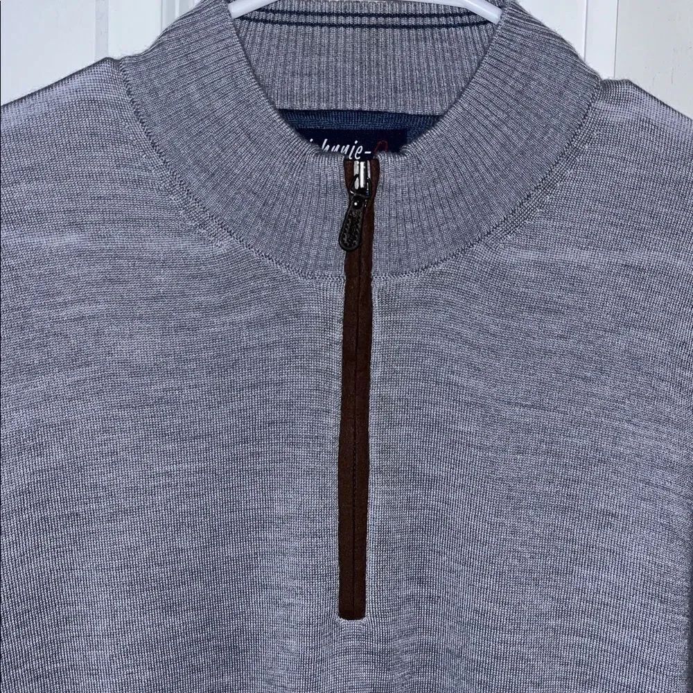 Beautiful Gray Johnnie-O T Neck 1/4 zip wool blend dress sweater sweatshirt M